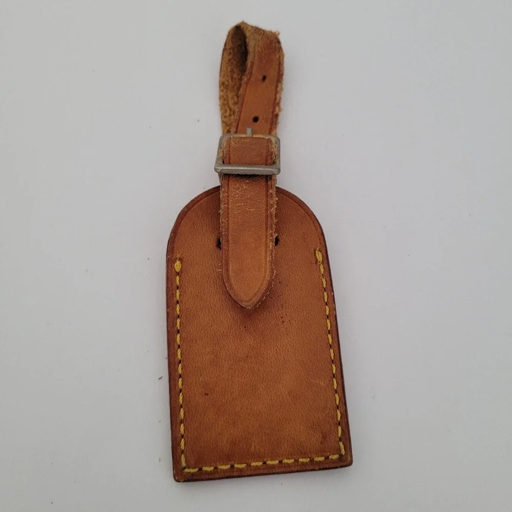 Louis Vuitton Vachetta Leather Luggage Tag Tan Made in France Authentic Accessor